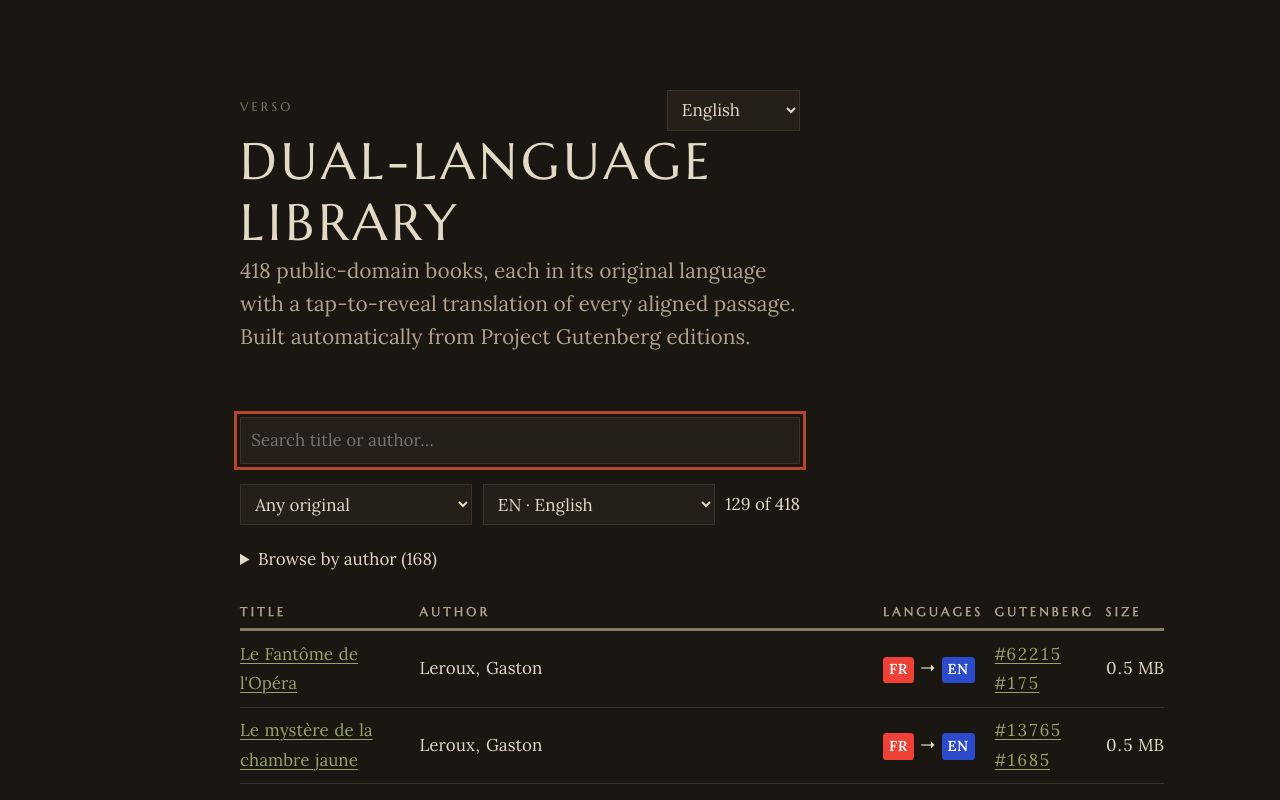 Screenshot of Verso